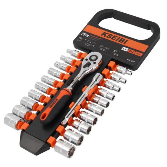 hexagon socket and ratchet set, 1/4 inch, 22pcs, sockets and wrenches, mechanic tools, car repair tools, automobile tools