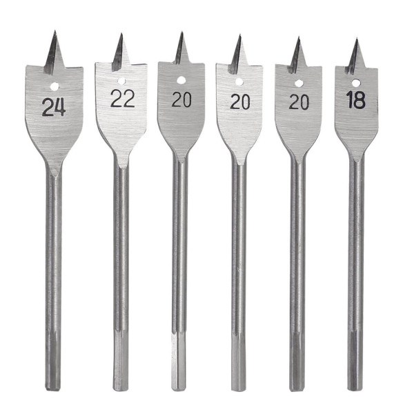 Flat Spade Drill Bits Set, power tool accessories, high carbon steel flat wood drill bits.