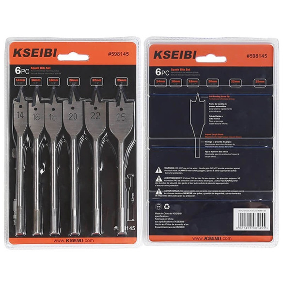 Flat Spade Drill Bits Set, power tool accessories, high carbon steel flat wood drill bits.