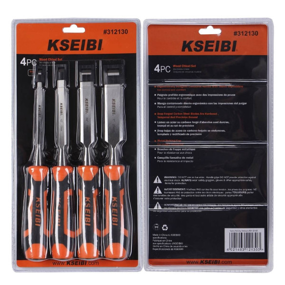 Wood Chisel Set PROGRIP 4-PC, Cutters & Saws Tools, woodworking chisel set for scraping glue, wooden chisel with rubber handle.