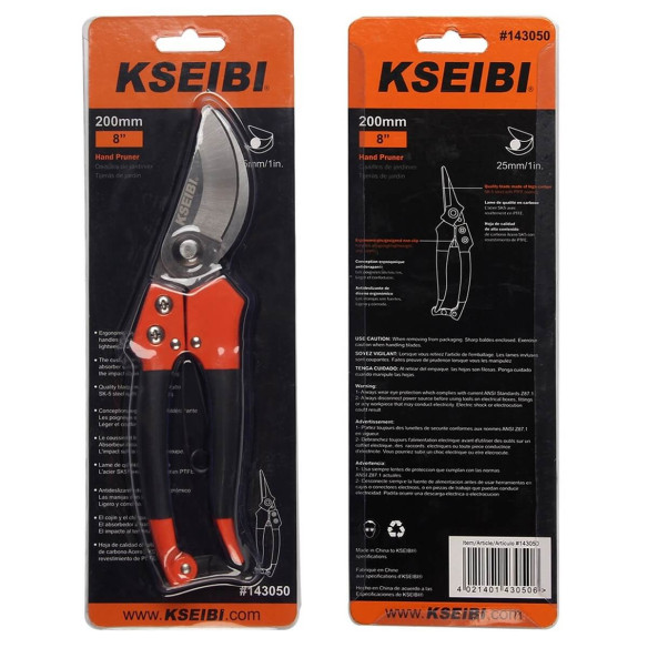 KSEIBI 143050 SK-5 Steel Blade Sharp Bypass Pruning Shears, hand tool
