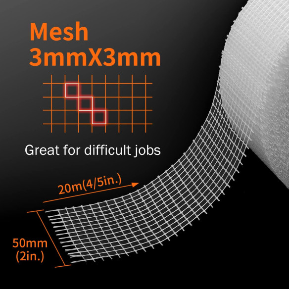 Fiberglass Mesh Tape 50mm X 20m,
durable mesh tape,
covering holes