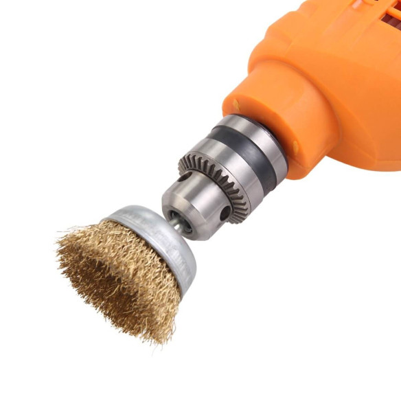 crimped brush set 5-Pc, brass coated, hand tools, power tools accessories, cleaning tool, roughening, paint removal