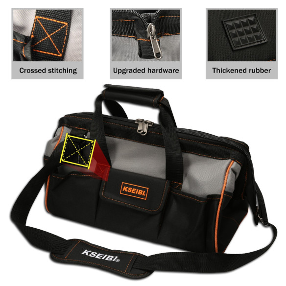 Bolsas De Herramientas / Tapa Cerrada Negro Y Gris 17"