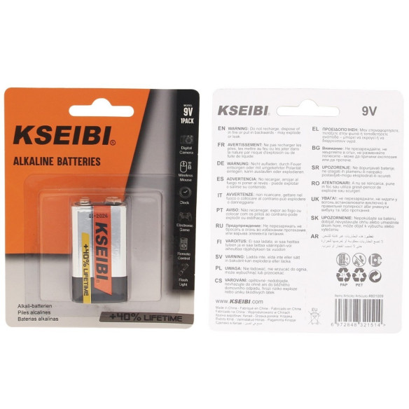 Alkaline Battery 6LR61/9V - 1PC,
non-rechargeable,High energy 9V Alkaline Battery for high & low drain and outdoor devices.