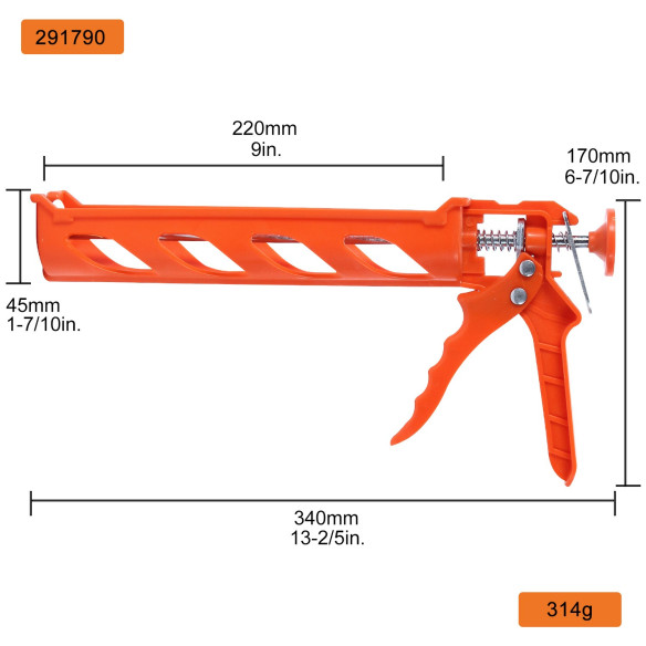 Caulking Gun ABS,  Contractor's Tools, cartridges,
practical,
has teeth for fixation