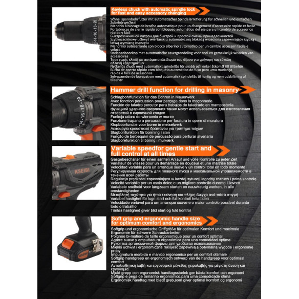 20V Cordless Impact Drill/Screwdriver BMC Box x2 Batteries - Power Tools  | KSEIBI