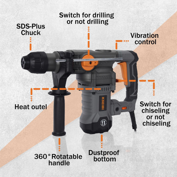 1050W Rotary Hammer Drill / 28mm SDS-Plus | Power Tools | KSEIBI