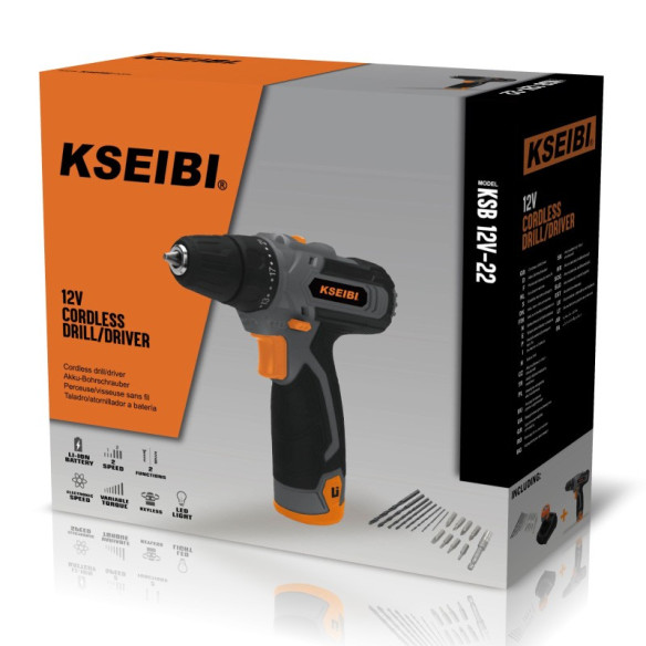12V Cordless Electric Drill Driver x2 Batteries | Power Tools | KSEIBI