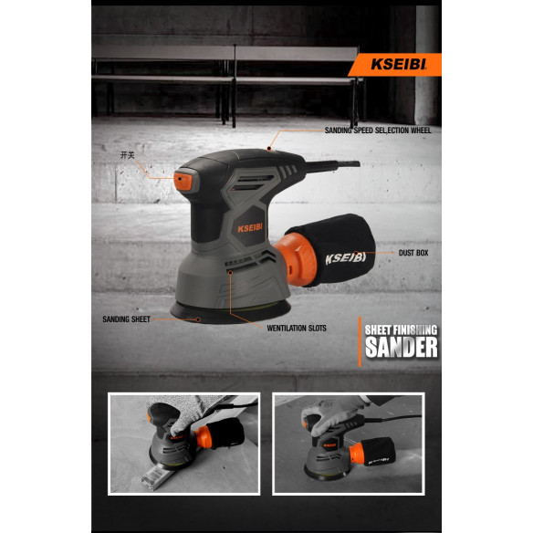 300W Orbital Sander / 5" 125mm | Power Tools | KSEIBI