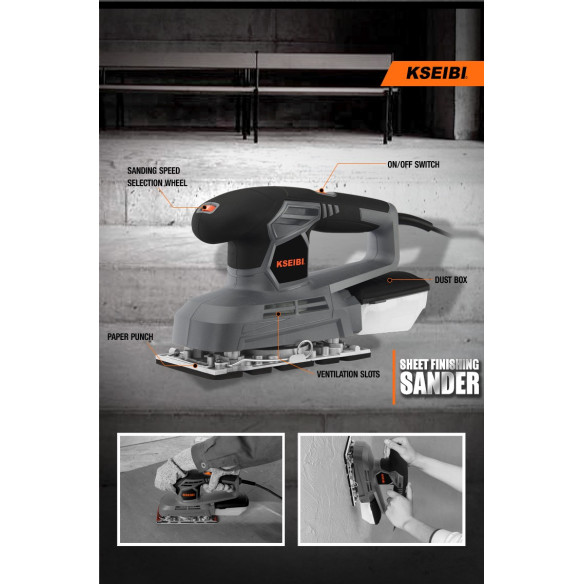 240W Sheet Finishing Sander 1/3" | Power Tools | KSEIBI