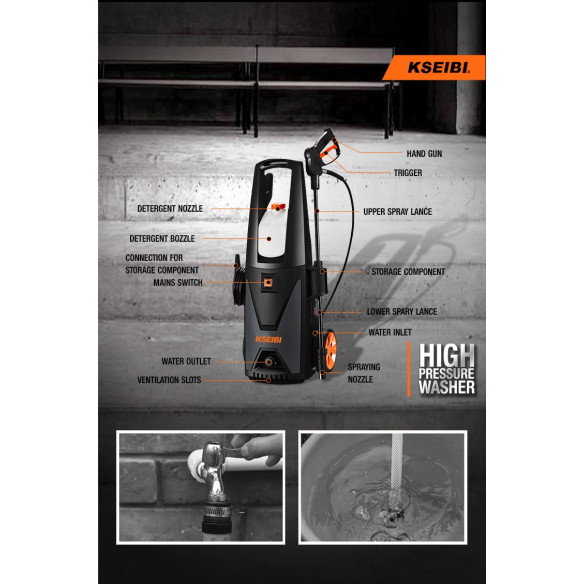 1400W High Pressure Washer / 105 Bar | Power Tools | KSEIBI