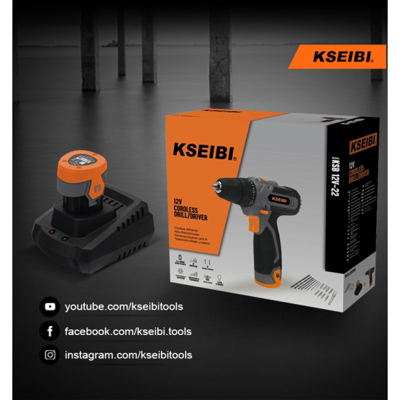 12V Cordless Electric Drill Driver x2 Batteries | Power Tools | KSEIBI