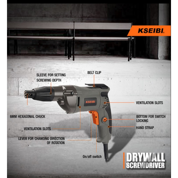 500W Drywall Electric Screwdriver Drill / 13mm Keyed Chuck | Power Tools | KSEIBI
