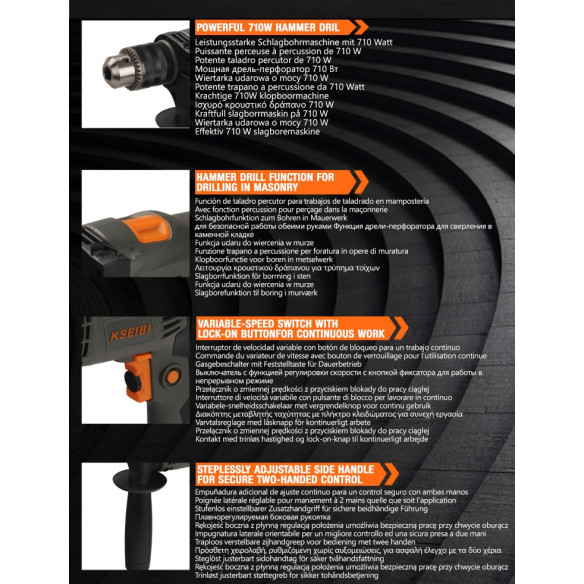500W Impact Drill / 13mm Keyed Chuck  / 10mm Keyless Chuck | Power Tools | KSEIBI