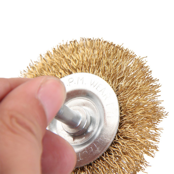 Crimped Brush Set 5-Pc, Brass Coated 6mm| Power Tools Accessories | KSEIBI