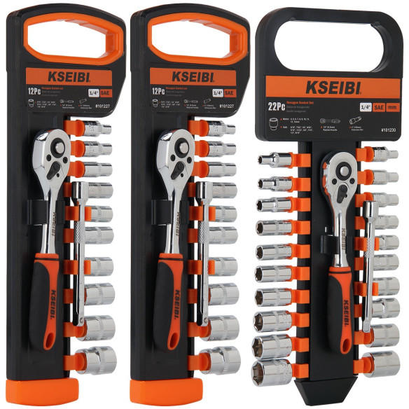 Hexagon Socket And Ratchet Set 1/4-Inch 22-Pc. | Sockets & Wrenches | KSEIBI