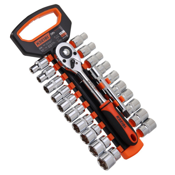 Hexagon Socket And Ratchet Set 1/2 Inch 22-Pc. | Sockets & Wrenches | KSEIBI
