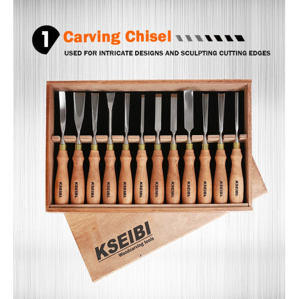 Wood Carving Chisel Set Wooden Handle 12-Pc. | Cutters & Saws Tools | KSEIBI