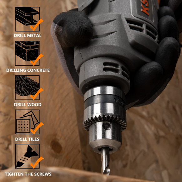 450W Electric Drill / 10mm Keyed Chuck / 10mm Keyless Chuck | Power Tools | KSEIBI