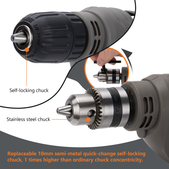 450W Electric Drill / 10mm Keyed Chuck / 10mm Keyless Chuck | Power Tools | KSEIBI