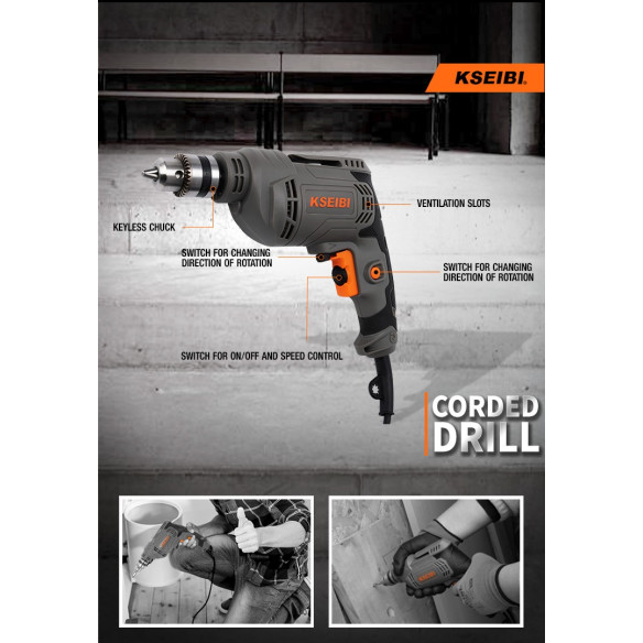 450W Electric Drill / 10mm Keyed Chuck / 10mm Keyless Chuck | Power Tools | KSEIBI