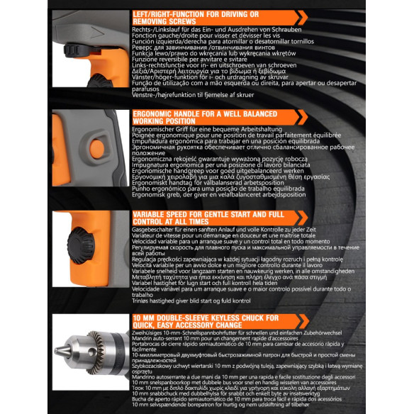 450W Electric Drill / 10mm Keyed Chuck / 10mm Keyless Chuck | Power Tools | KSEIBI