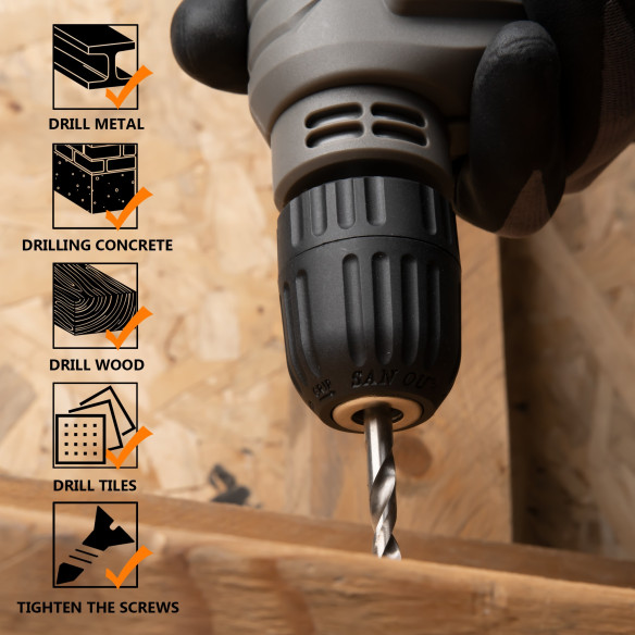 450W Electric Drill / 10mm Keyless Chuck / 10mm Keyless Chuck | Power Tools | KSEIBI