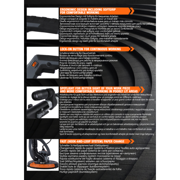 Drywall Sander, 225mm, 750W | Power Tools | KSEIBI
