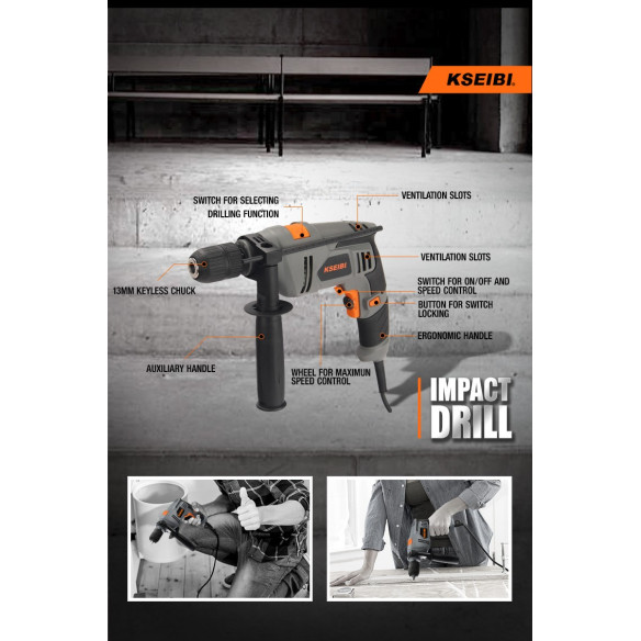 Impact Drill, 13mm Keyless, 580W | Power Tools | KSEIBI