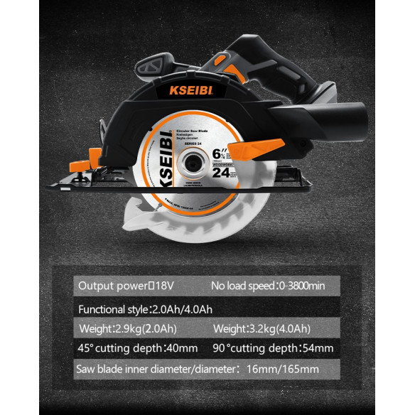 20V Cordless Circular Saw, 165mm, Bare | Power Tools | KSEIBI