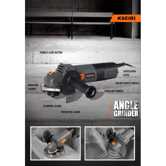 Angle Grinder, 125mm, Variable Speed, 1000W | Power Tools | KSEIBI