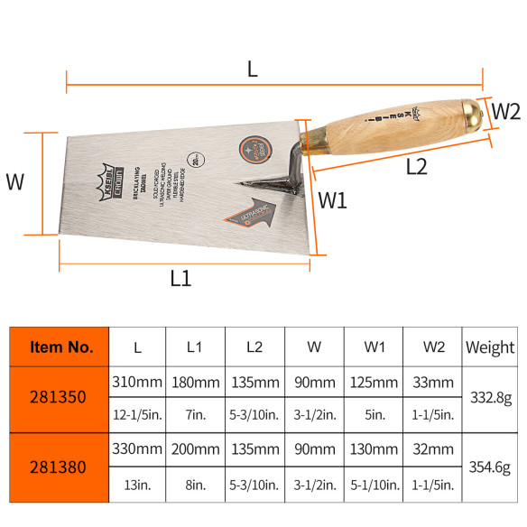 High-Quality Square Tip Bricklaying Trowel/Wood for Precision and Durability | KSEIBI