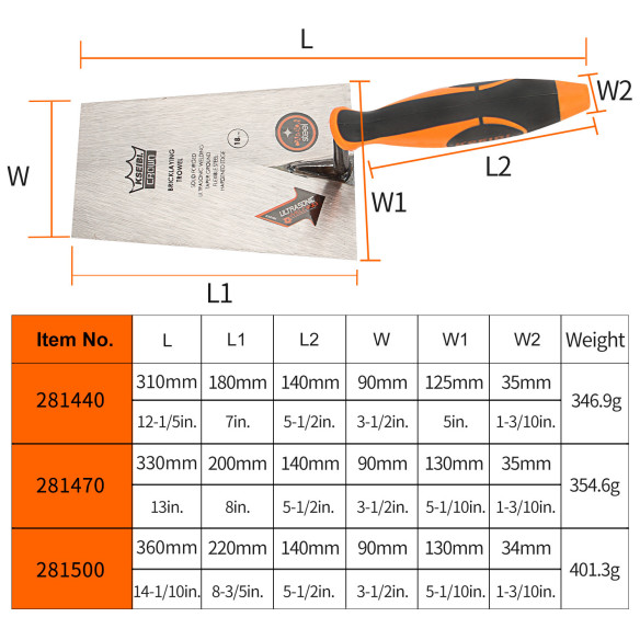 Square Tip Bricklaying Trowels | Contractor's Tools | KSEIBI