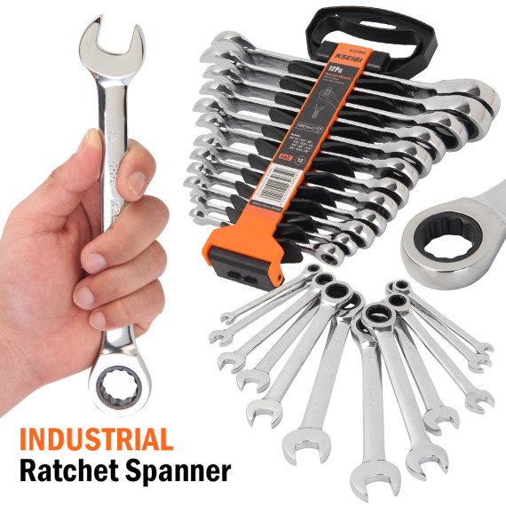 High-Quality Ratchet Combination Wrench Set - 12 Pieces | KSEIBI