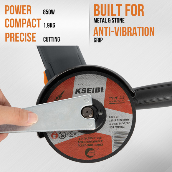 سنگ‌زنی زاویه‌ای KWS 85-115، 115 میلی‌متر، 850 وات - بهترین ابزار برای سنگ‌زنی | KSEIBI