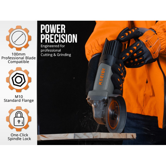 High-performance 100mm Angle Grinder for Precision Cutting and Grinding | KSEIBI