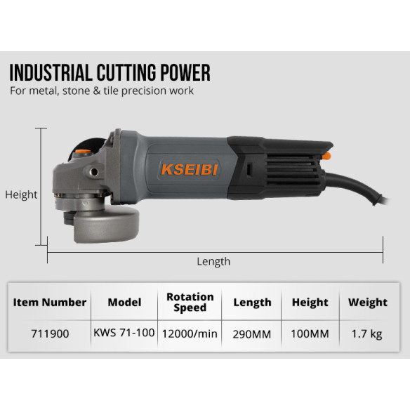 Rebarbadora Angular Kws 71-100: Potência de 750w e Disco de 100mm | KSEIBI