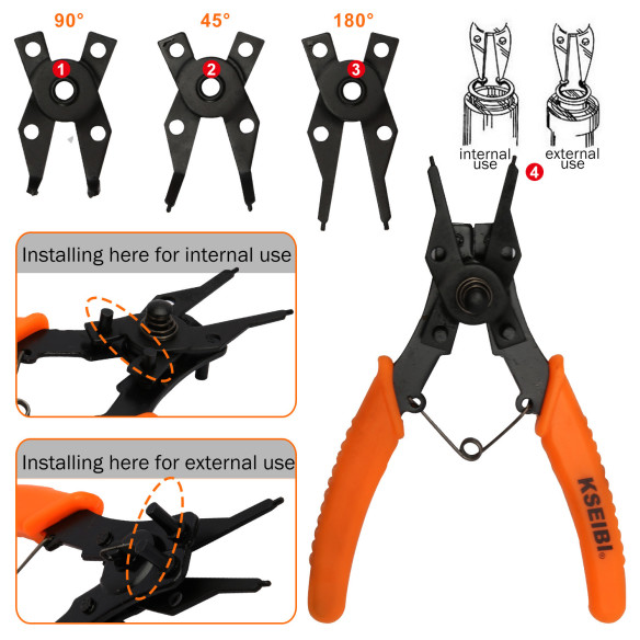 High-Quality Interchangeable Circlip Plier Set for Versatile Use | KSEIBI