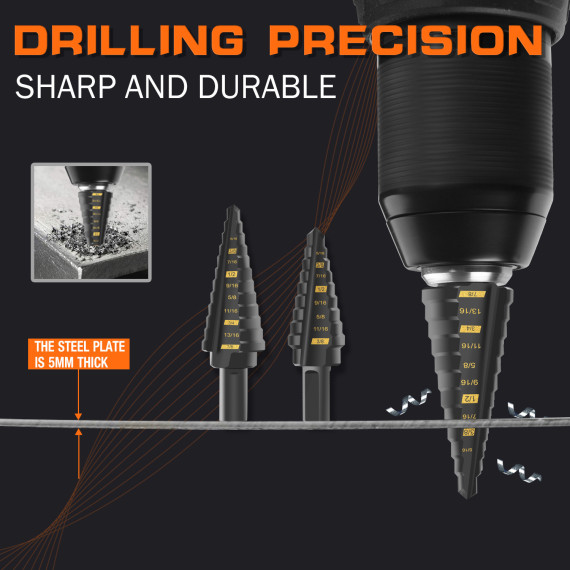 High-Speed Steel Step Drill Bit Set for Precision Drilling | KSEIBI