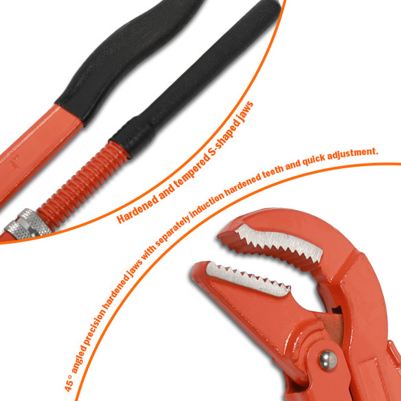 Llave de tubo con nariz doblada de 45 grados para fontanería | KSEIBI