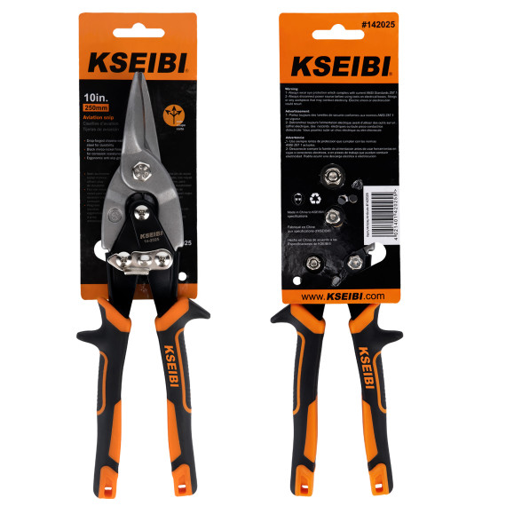 High-Quality Aviation Tin Snips 10" - Left for Precision Cutting | KSEIBI