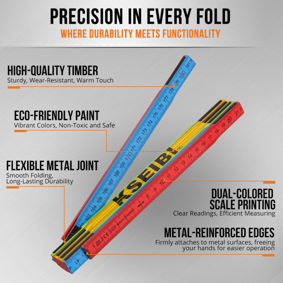 مسطرة خشبية قابلة للطي للرسم والهندسة | KSEIBI