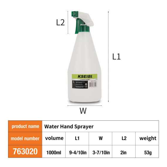 Spruzzatore manuale per acqua da giardino resistente 900ml | KSEIBI