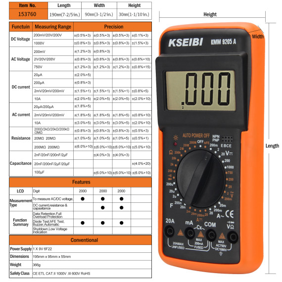 Tester di tensione con schermo LCD di alta qualità | KSEIBI