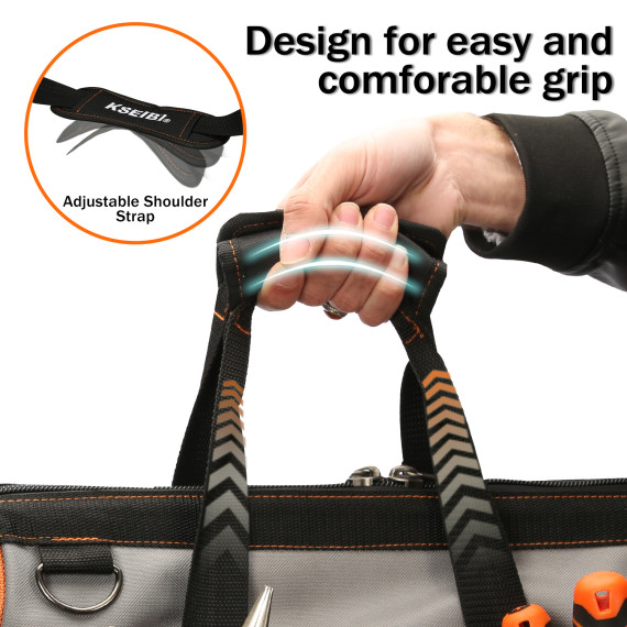 Geantă de unelte cu capac închis și bază din plastic 16 | KSEIBI