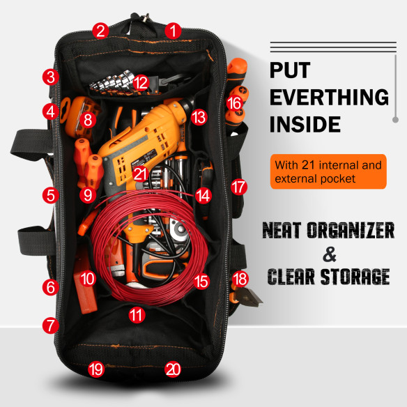 Sac à outils fermé avec base en plastique 16 | KSEIBI