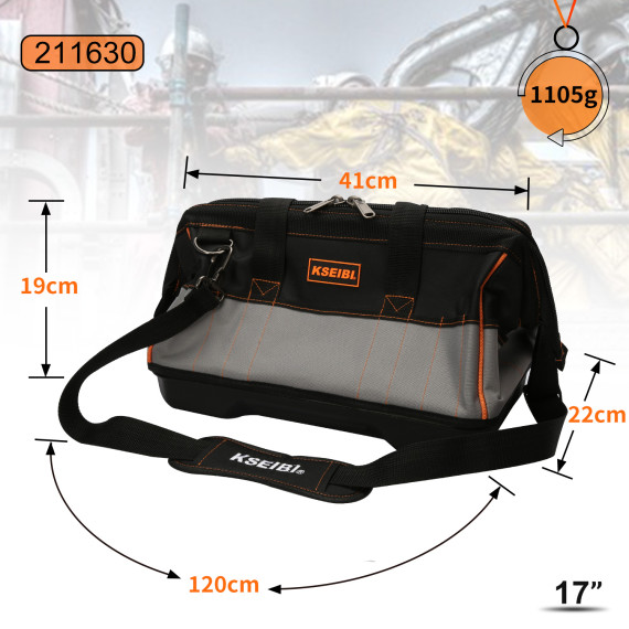 Durable Tool Bag with Plastic Base for Easy Transportation | KSEIBI