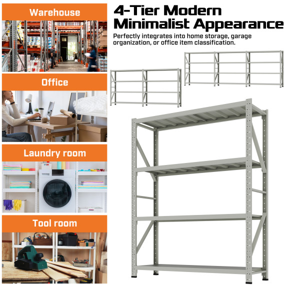 スチール棚 4段 2.5m幅 粉体塗装・耐食・可変棚 800kg | KSEIBI