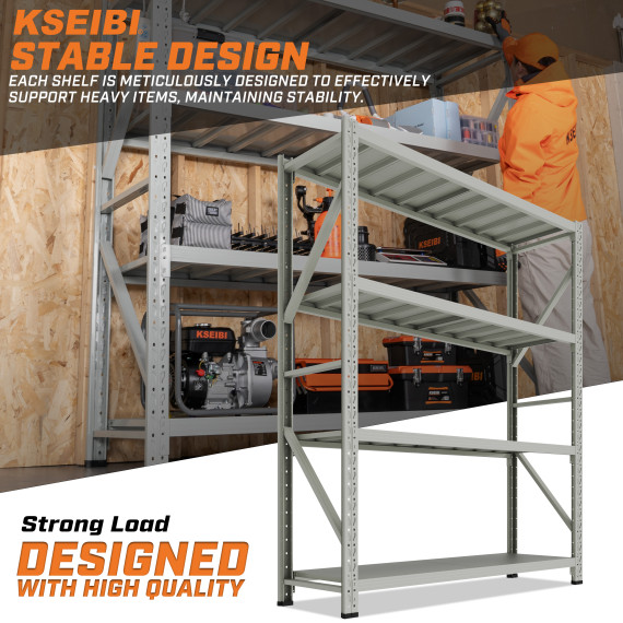 スチール棚 4段 2.5m幅 粉体塗装・耐食・可変棚 800kg | KSEIBI